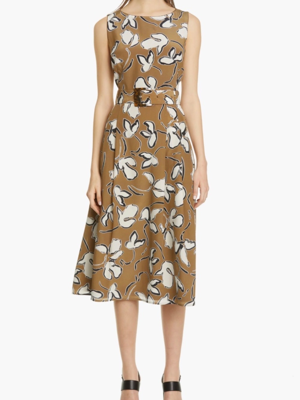 Lafayette 148 NY Gracie Belted Silk Midi Dress US8 EUC